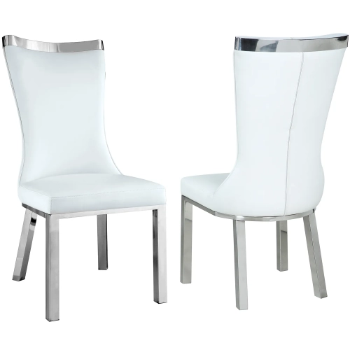 Adelle Curved Back Dining Chair in White Leatherette & Stainless (Set of 2)