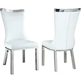 Adelle Curved Back Dining Chair in White Leatherette & Stainless (Set of 2)