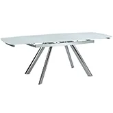 Alina 55 to 83" Extension Dining Table in Chrome & White Starphire Glass