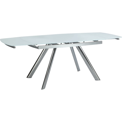 Alina 55 to 83" Extension Dining Table in Chrome & White Starphire Glass