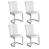 Alina Cantilever Dining Chair in White Leatherette & Chrome (Set of 4)