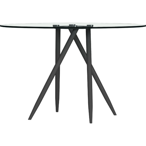 Beatriz 47" Round Dining Table in Tempered Glass & Black Steel