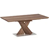 Bethany Extension Dining Table in Stainless Steel & Walnut Finish