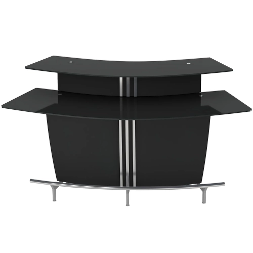 Broadway Bar in Black Glass & Stainless Steel