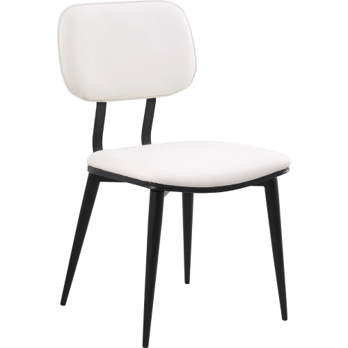Daphne Dining Chair in White Leatherette & Black Steel (Set of 2)