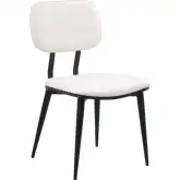 Daphne Dining Chair in White Leatherette & Black Steel (Set of 2)