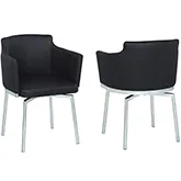 Dusty Club Style Swivel Arm Dining Chair in Black Leatherette (Set of 2)