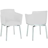 Dusty Club Style Swivel Arm Dining Chair in White Leatherette (Set of 2)