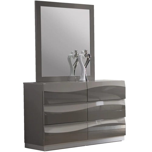 Delhi 6 Drawer Dresser in High Gloss Gray
