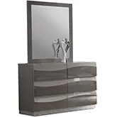 Delhi 6 Drawer Dresser in High Gloss Gray