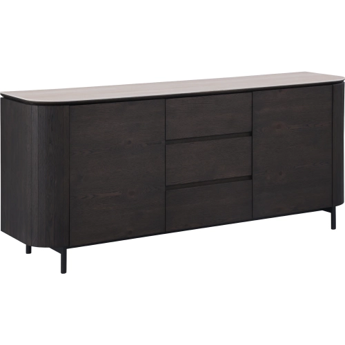 Edith 2 Door 3 Drawer Buffet in & Beige Ceramic & Dark Oak Veneer