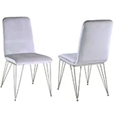 Fernanda Dining Chair in Gray Corduroy & Polished Stainless (Set of 2)