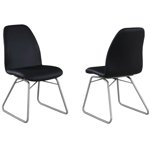 Gretchen Dining Chair in Black Leatherette & Stainless (Set of 2)