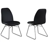 Gretchen Dining Chair in Black Leatherette & Stainless (Set of 2)