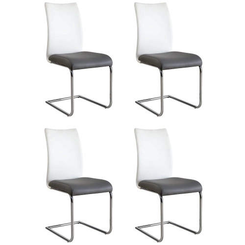 Jane Dining Chair in White & Gray Leatherette (Set of 4)