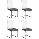 Jane Dining Chair in White & Gray Leatherette (Set of 4)