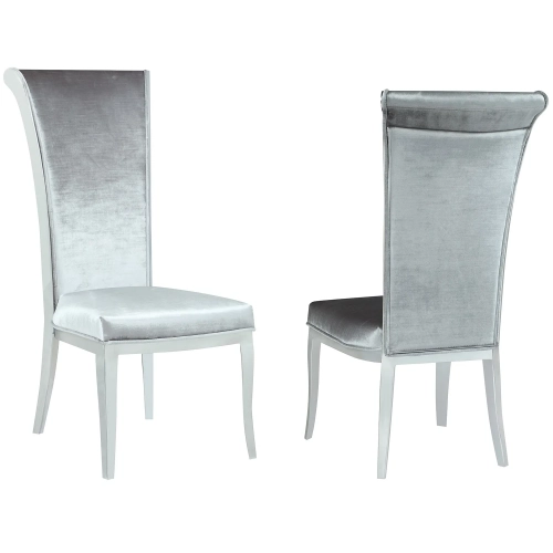 Joy Dining Chair in Gray Fabric & Polished Stainless (Set of 2)