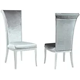 Joy Dining Chair in Gray Fabric & Polished Stainless (Set of 2)