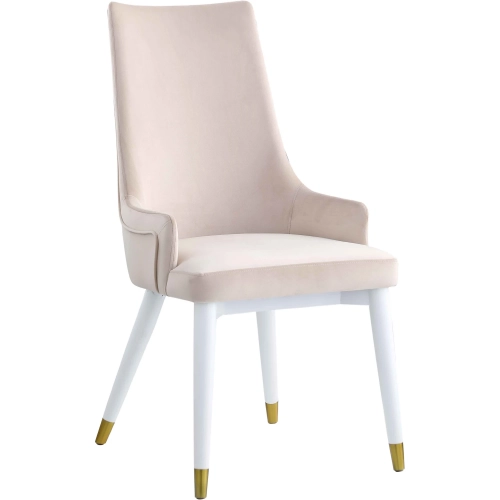 Judy Dining Chair in Beige Velvet, Gold & White Wood (Set of 2)