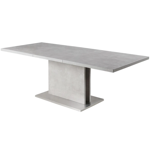 Kalinda 63" Extension Dining Table in Gray Laminate & Brushed Stainless Steel