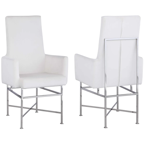 Kendall Dining Arm Chair in Cream Fabric & Polished Steel (Set of 2)