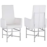 Kendall Dining Arm Chair in Cream Fabric & Polished Steel (Set of 2)
