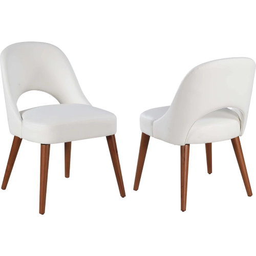 Kenza Open Back Dining Chair in White Leatherette (Set of 2)