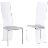 Layla High Back Dining Chair in White Leatherette & Acrylic (Set of 2)