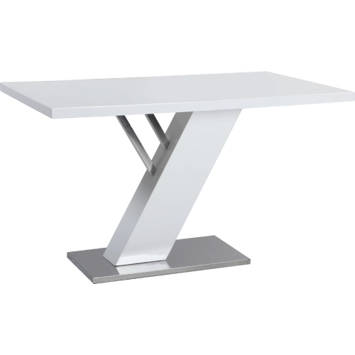 Linden Dining Table in Gloss White & Polished Stainless Steel