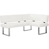 Linden Dining Nook in White Leatherette & Chrome