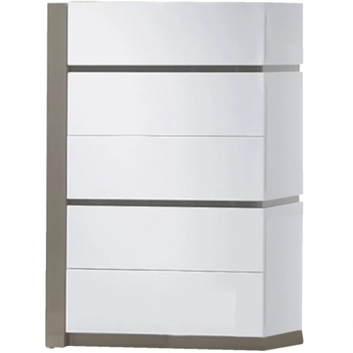 Manila 5 Drawer Chest in Gloss White & Gray