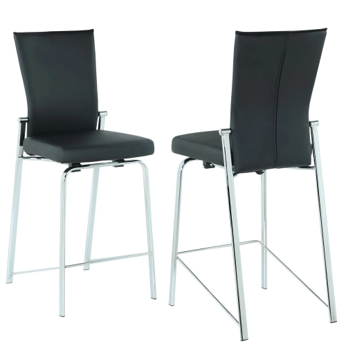 Molly Motion Back Counter Stool in Black Leatherette & Chrome