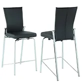 Molly Motion Back Counter Stool in Black Leatherette & Chrome