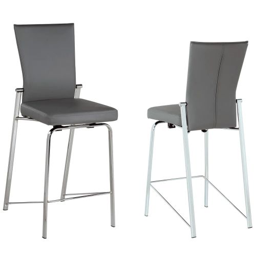 Molly Motion Back Counter Stool in Gray Leatherette & Chrome