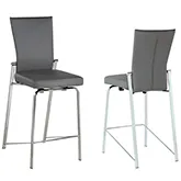 Molly Motion Back Counter Stool in Gray Leatherette & Chrome