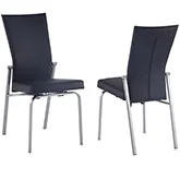 Molly Motion Back Dining Chair in Black Leatherette & Brushed Stainless (Set of 2)