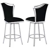 Nadia Swivel Counter Stool in Black Leatherette & Stainless