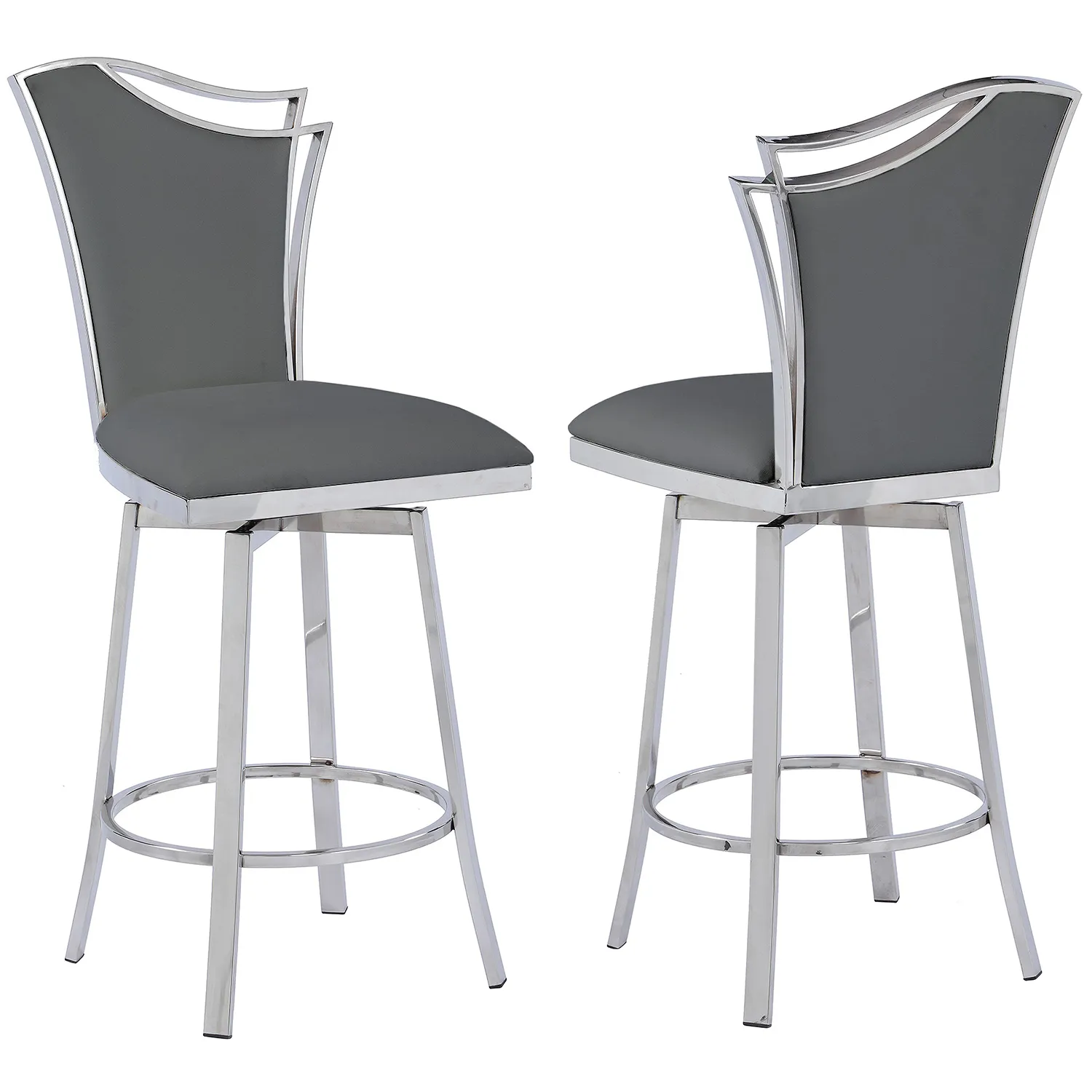 Nadia Swivel PU Design Back Bar Stool - Thumbnail 5