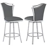Nadia Swivel Counter Stool in Gray Leatherette & Stainless