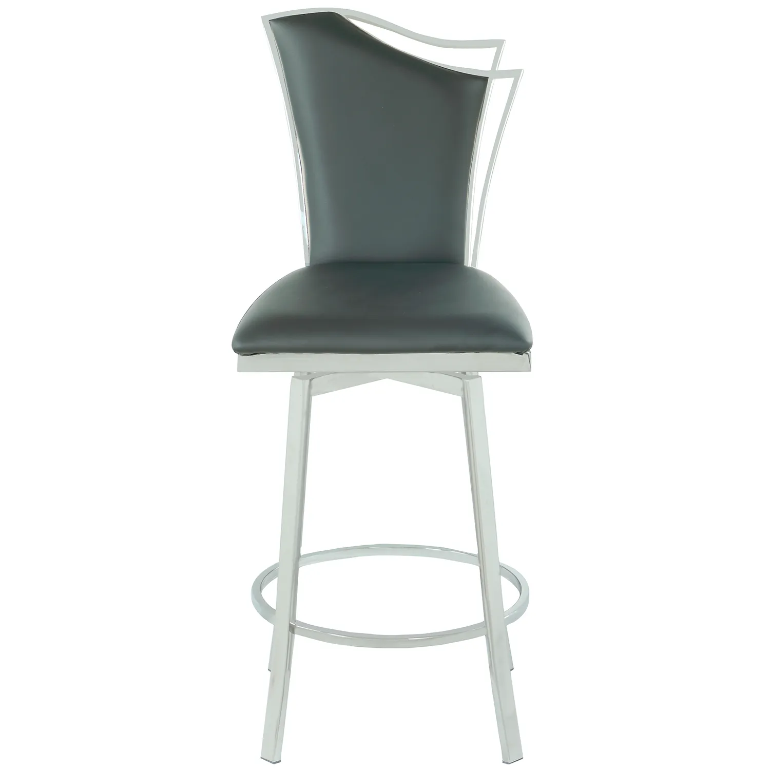 Nadia Swivel PU Design Back Bar Stool - Thumbnail 4