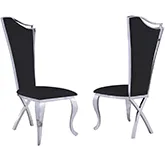 Nadia Tall Back Dining Chair in Black Fabric on Stainless Legs (Set of 2)