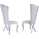 Nadia Tall Back Dining Chair in White Leatherette on Stainless (Set of 2)