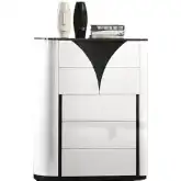 Ottawa 5 Drawer Chest in Gloss White, Black & Gray Woodgrain