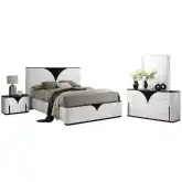 Ottawa 4 Piece King Bedroom Set in Gloss White, Black & Gray Woodgrain