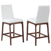 Rosario Counter Stool in White Leatherette & Walnut Veneer