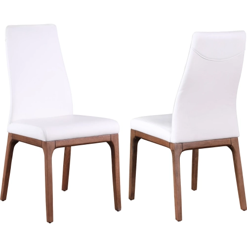 Rosario Dining Chair in Walnut Veneer & White Leatherette (Set of 2)