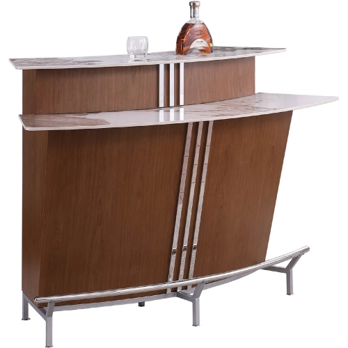 Ruby Bar in White Ceramic, Walnut Veneer & Stainless Steel
