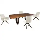 Selma 5 Piece Extension Dining Set in Oak Veneer & Beige Fabric