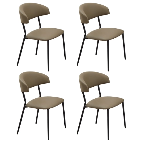 Skyler Dining Chair in Taupe Leatherette & Black Steel (Set of 4)