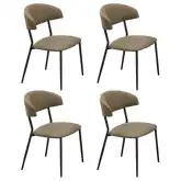 Skyler Dining Chair in Taupe Leatherette & Black Steel (Set of 4)